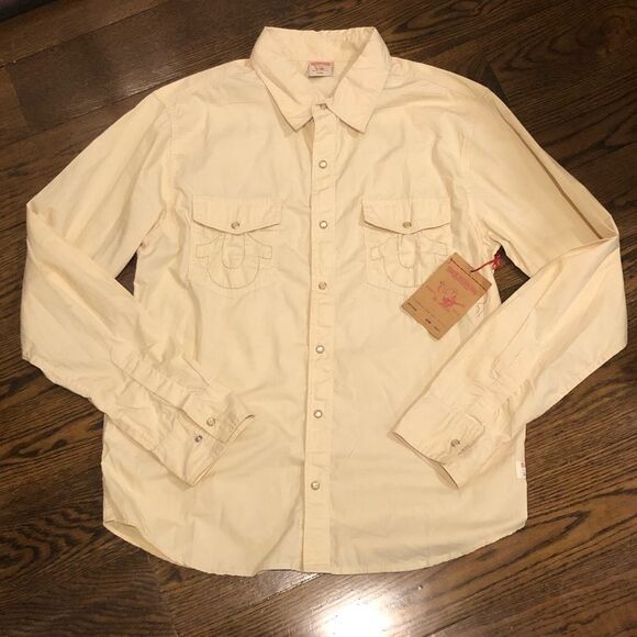 TRUE RELIGION Men’s Beige Buddha Western Button Down Shirt Size 3XL NWT - Picture 14 of 15
